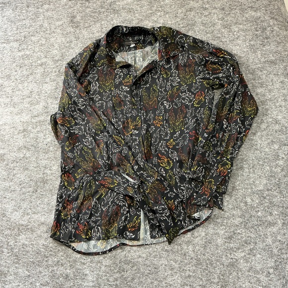Marcell Von Berlin Other - Marcell Von Berlin Men's Black Patterned Silky Button Up Best Fits Size M